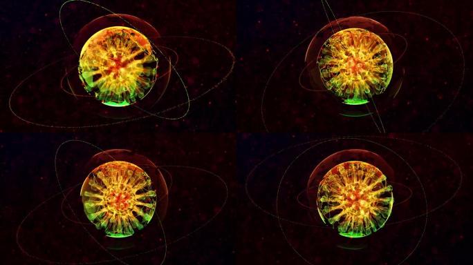 病毒地球仪缩小特效圆球细胞核细胞膜