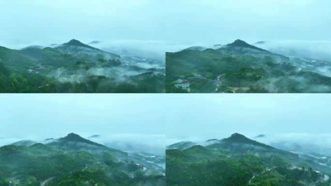 唯美意境的山顶雨雾仙境4K航拍-4