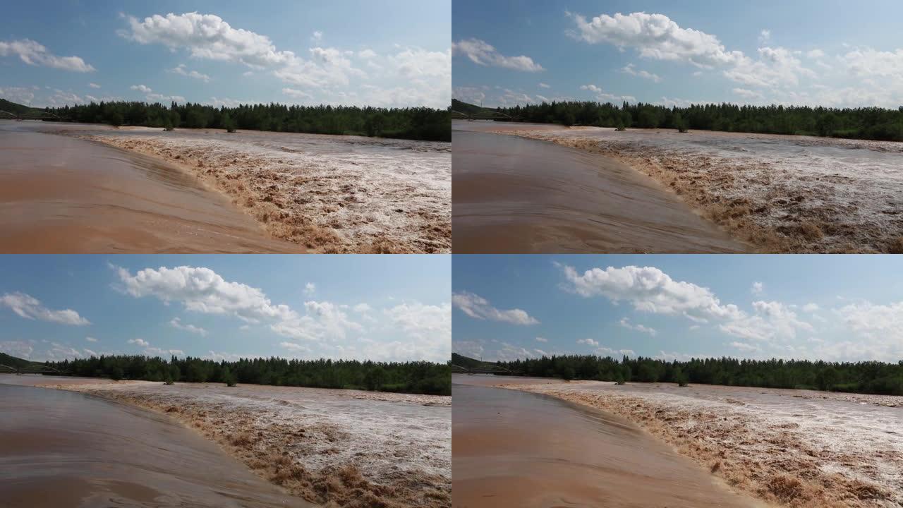 洪水泛滥的河流或湖泊，泥泞和森林