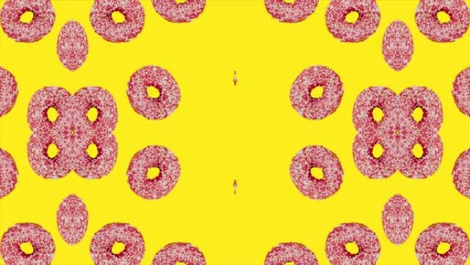 黄底甜甜圈的动画背景万花筒效果