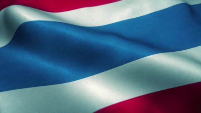 泰国国旗迎风飘扬。泰国国旗。泰国标志无缝循环动画。4 k