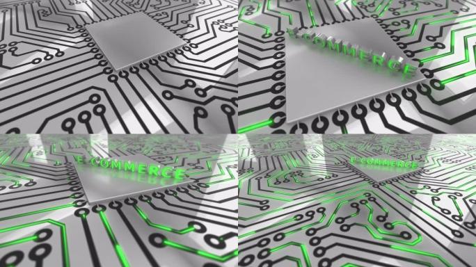 文本 “电子商务” 登陆电路板环4K