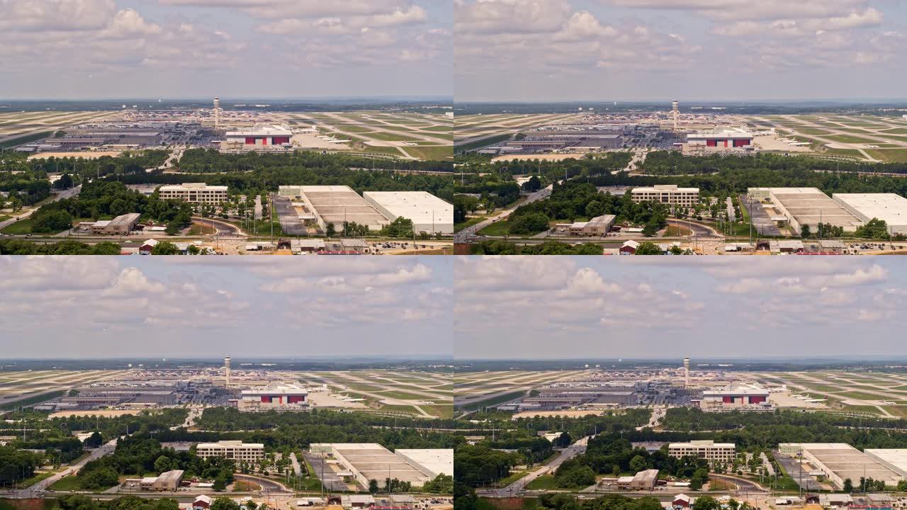 亚特兰大航空v451机场慢速平移视野，远距离起飞