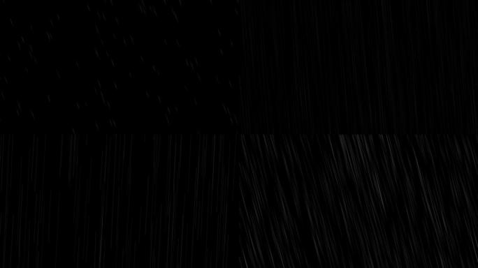 黑色背景上的落雨运动集