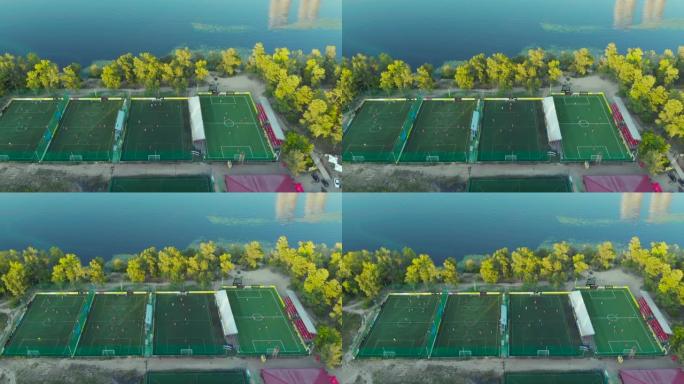 湖边公园里的足球足球场