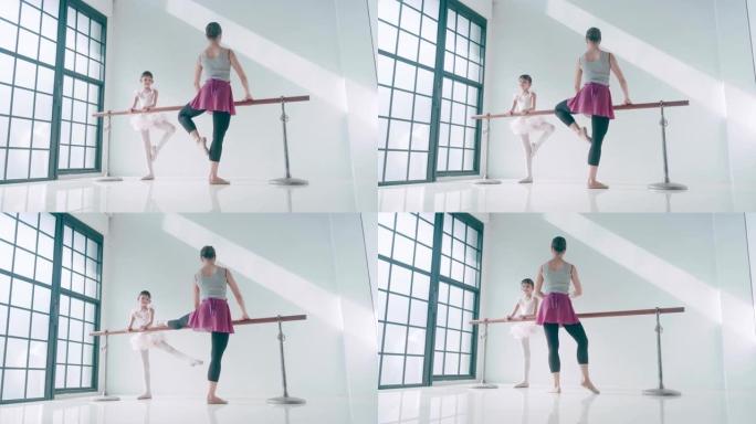 亚洲芭蕾舞女热身。股票视频