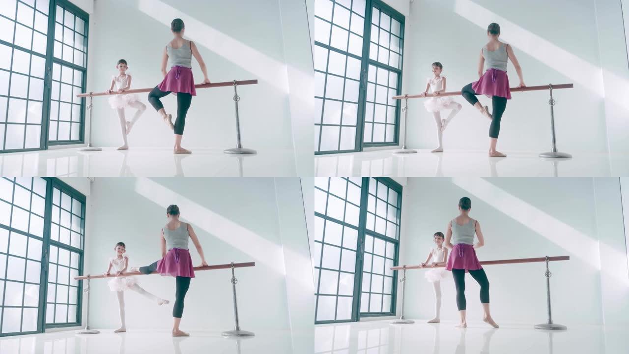 亚洲芭蕾舞女热身。股票视频