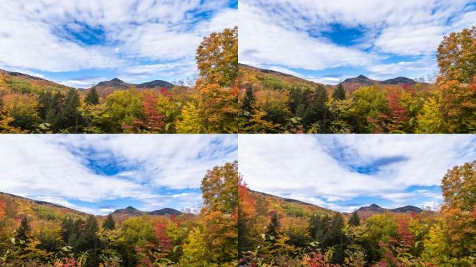 秋季色彩季节的壮丽山景，云朵动人