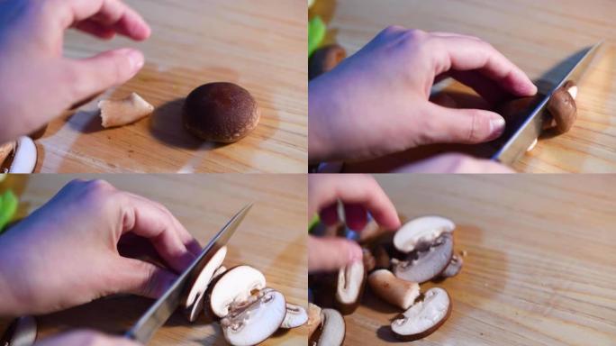 切片香菇做菜美食宣传片实拍