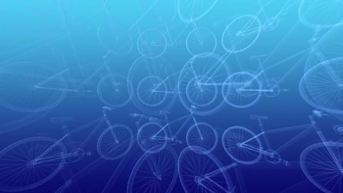 自行车循环3d动画-线框-蓝色