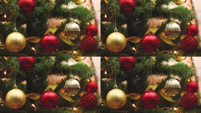 手把球饰品放在圣诞树上 -- 停止运动