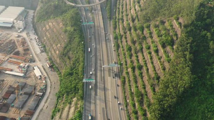 香港市区的公路鸟瞰式立交桥