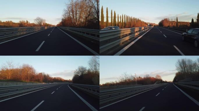 锡耶纳附近的意大利中部POV高速公路