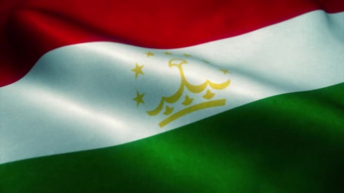 塔吉克斯坦国旗在风中飘扬。塔吉克斯坦国旗。塔吉克斯坦无缝循环动画的标志。4K
