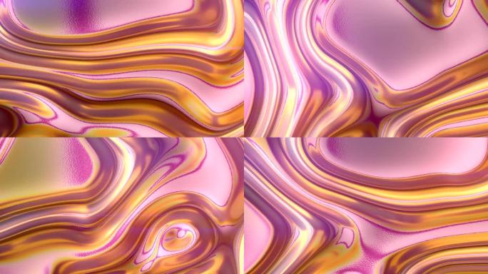 多色波浪形虹彩几何运动表面。生动的抽象背景。全息波运动图形设计。3d渲染数字无缝循环动画。高清分辨率