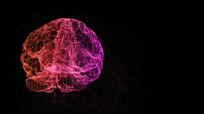 大脑在太空中旋转的动画，开发新的想法和解决方案。