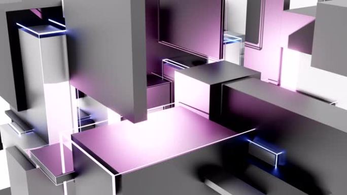 明暗立方体的抽象背景，粉红光的闪光