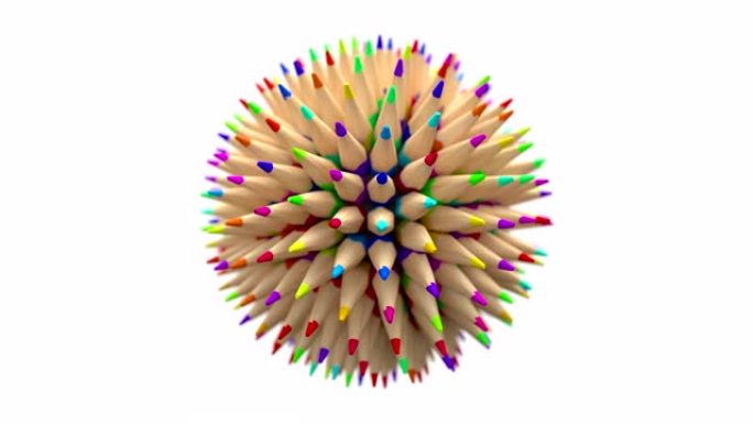 彩色铅笔构成迷你世界，循环3D动画