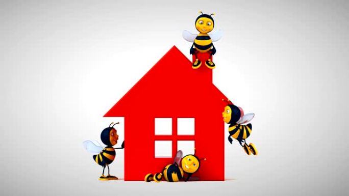 房子旁边的有趣蜜蜂