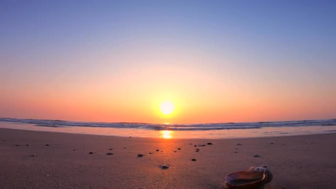 海上日出浪花海水冲刷