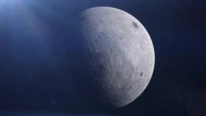 外太空的现实月亮，3d渲染