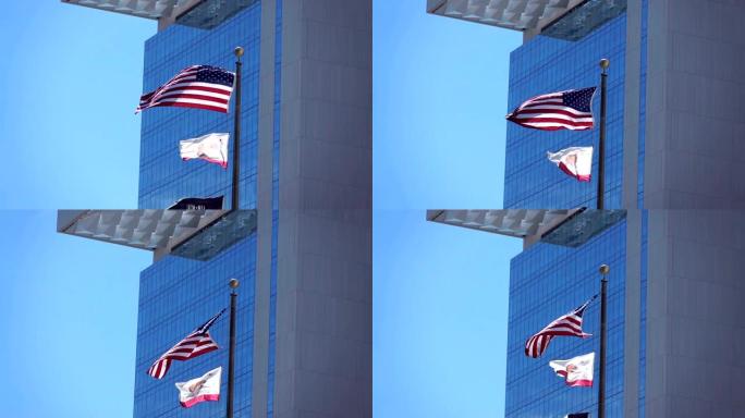 慢镜头120fps，美国国旗在风中飘扬