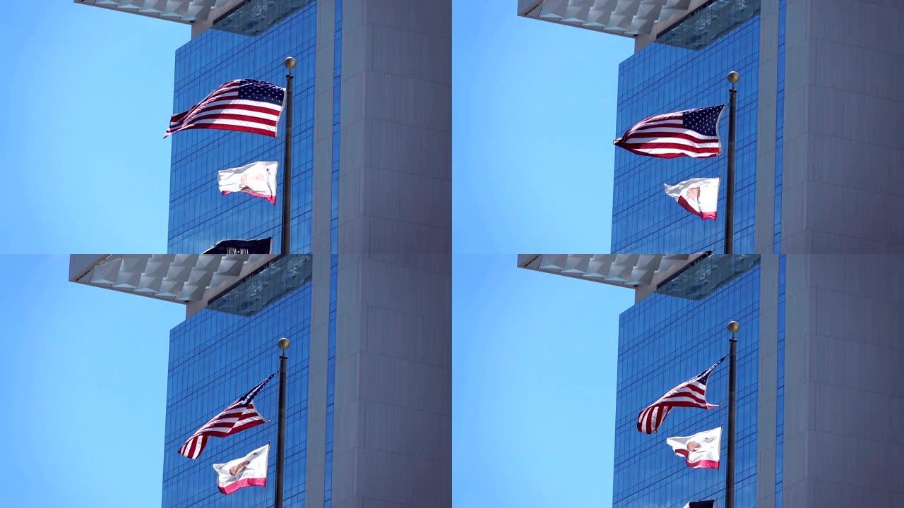 慢镜头120fps，美国国旗在风中飘扬