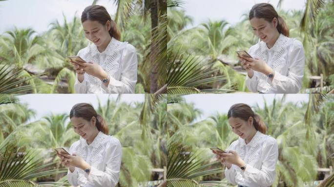 年轻女性在运动中使用raw fresh coconut fruit to the husing ph