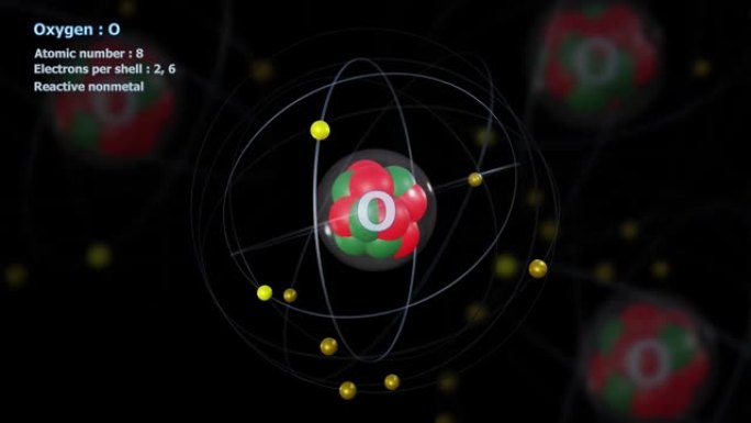 具有8个电子的氧原子与原子无限轨道旋转