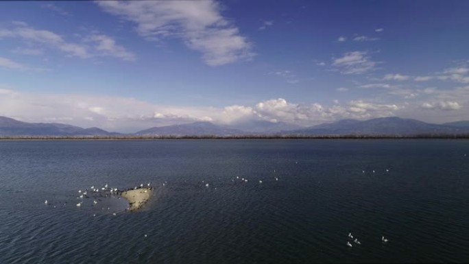 晴天希腊北部的克尔基尼湖。