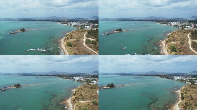 航拍海边海岸线赤岭风景区