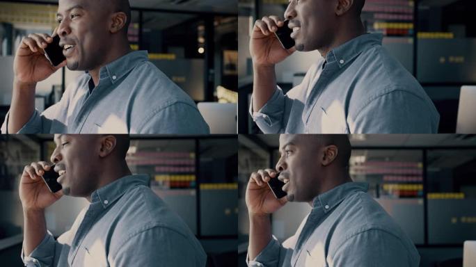 非洲商人打电话业务沟通黑人形象企业老板