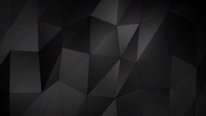 低聚运动黑色背景。抽象多边形几何曲面动画。