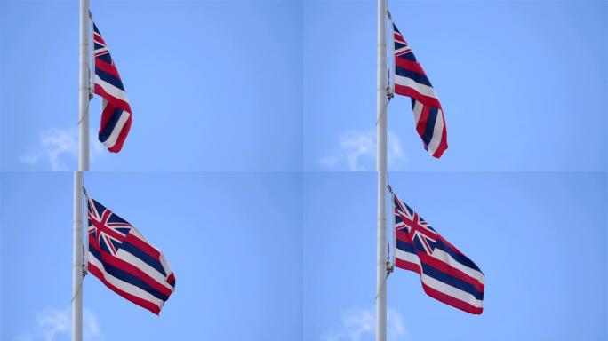 夏威夷国旗在慢动作中飘扬180fps