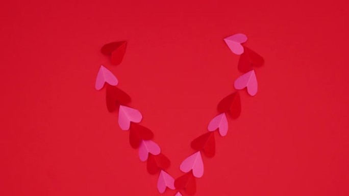 情人节快乐 -- 红色背景上出现浪漫的红色装饰 -- 停止运动