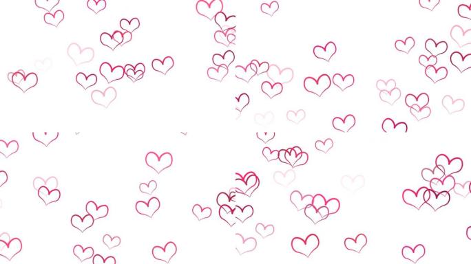 涂鸦红心的浪漫图案。情人节。婚礼请柬电子贺卡。3D渲染可循环动画4k