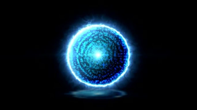 蓝色魔法能量技术球-反应堆-核原子-无限循环