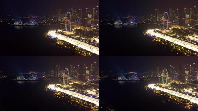 超延时鸟瞰图新加坡夜间流行的地方