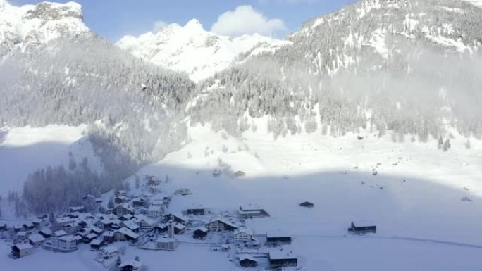 瑞士阿尔卑斯山美丽的冬季景观全景