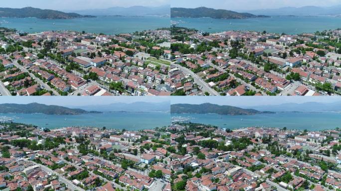 费蒂耶镇的鸟瞰图。土耳其，4K。