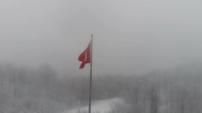 雪中的土耳其国旗雪中的土耳其国旗