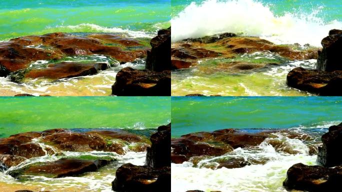岩石和海浪的美丽景色