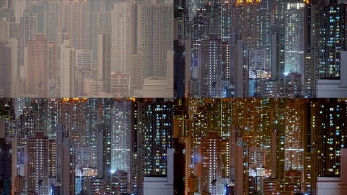 许多香港建筑物的昼夜过渡时间。