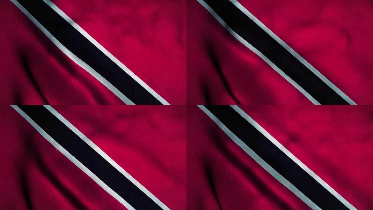 特立尼达和多巴哥国旗随风飘扬。特立尼达和多巴哥国旗。特立尼达和多巴哥无缝循环动画的标志。4K