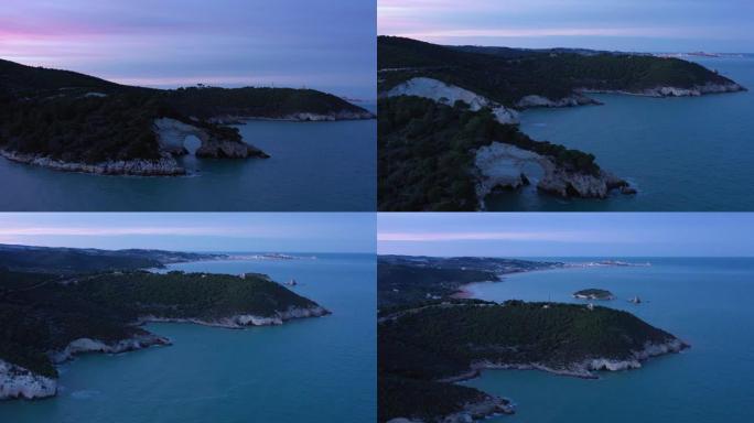 白色岩石和蓝色海洋意大利东海岸普利亚巴里，维埃斯特，亚得里亚海