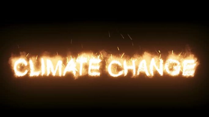 3d动画火焰，燃烧的文本-气候变化