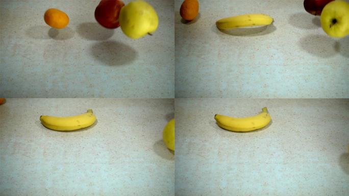落下的水果的慢动作。