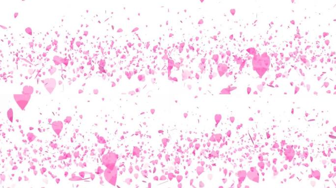 百万粉红色樱花叶子漂浮在空气中孤立的背景