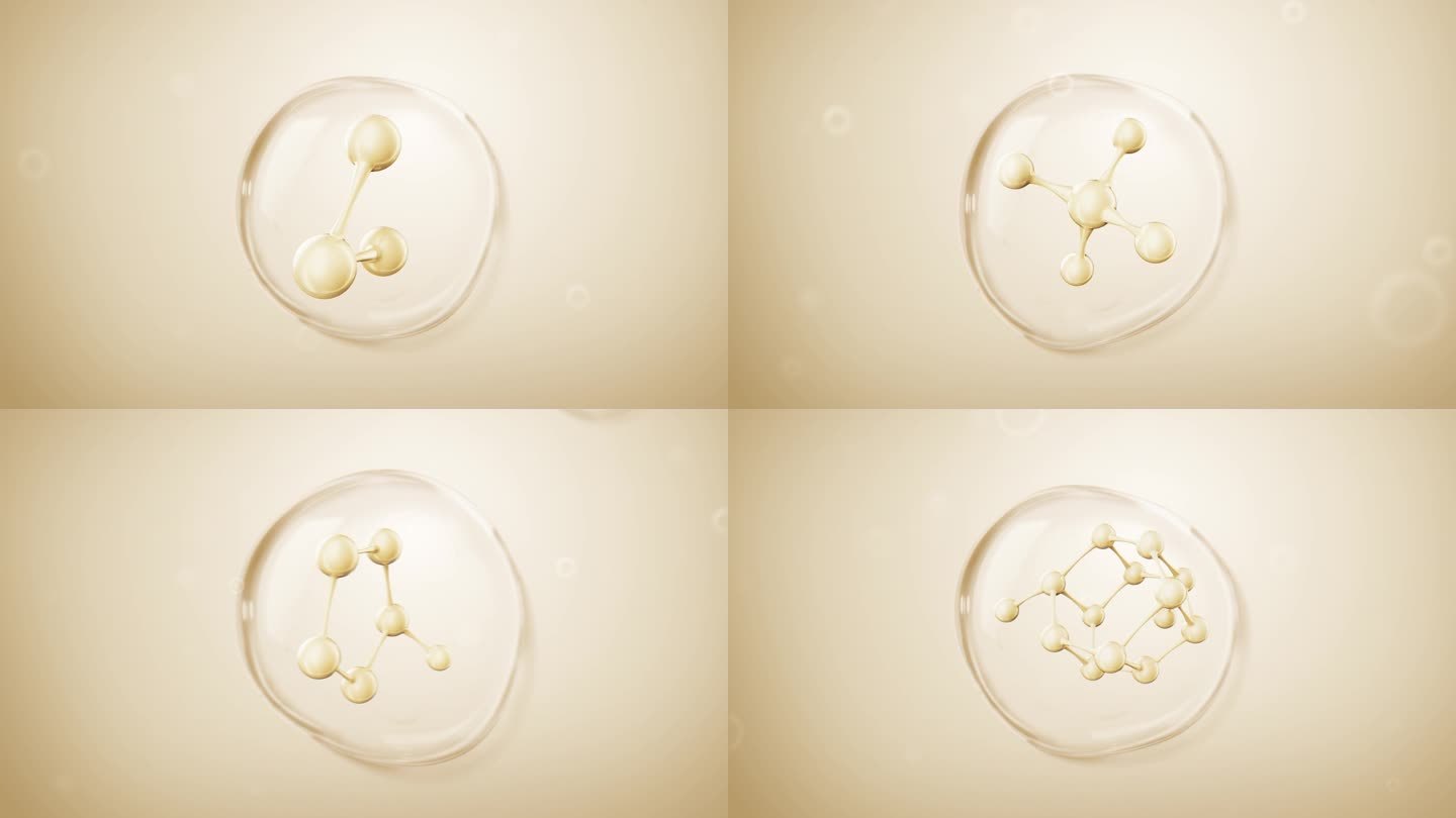 4k黄色精华分子视频素材加气泡