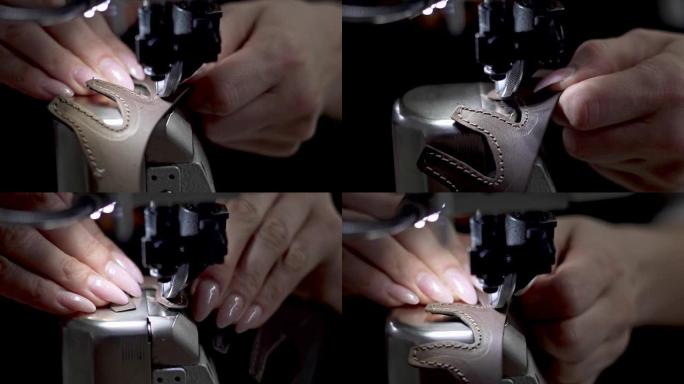 缝制皮鞋缝制皮质革料鞋底手工制作